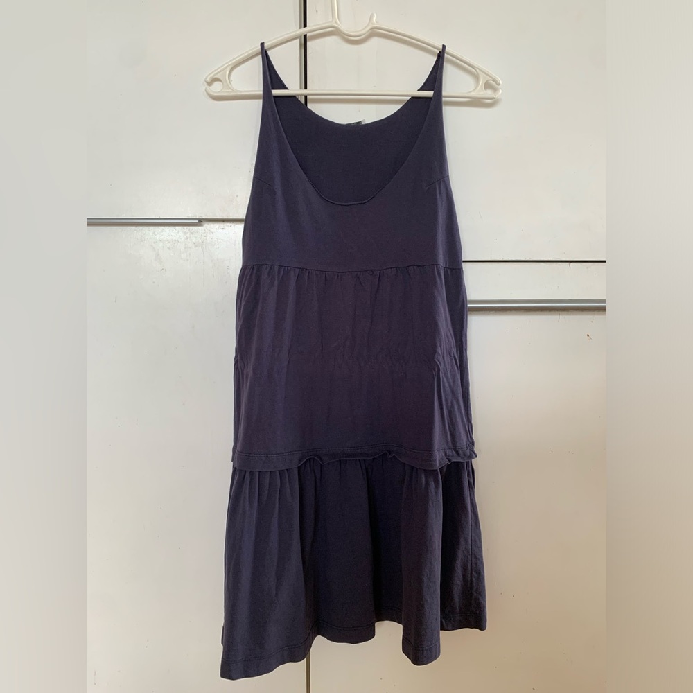 Miu miu Navy cotton jersey tiered Spaghetti strap dress S